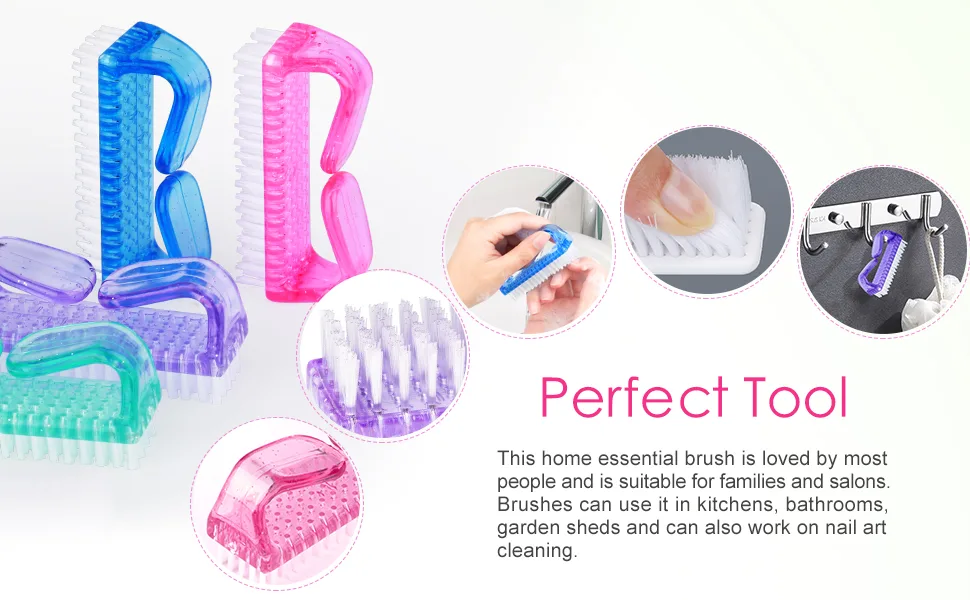 Handle Grip Nail Brush, Senignol Upgrade 8Pcs Fingernail Brush Set Nail Brush Cleaner Scrubbing Kit for Toes and Nails Men Women kids (Multicolor) Green - Nail Brushes