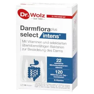 Darmflora plus select intens Dr.Wolz |High -dose bacterial cultures 100 billion/day |18 cultures |Resistant selected lactic acid bacteria |40 capsules 40 pieces (1 Pack) - Darmflora plus select intens
