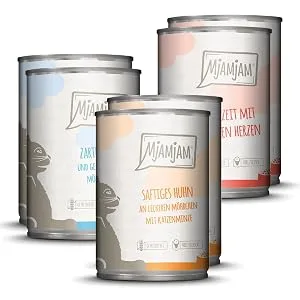 Mjamjam - Premium wet food for cats - trial package 6 -pack (6 x 400 g) grain free with extra meat single mixing package 400 g (6 Pack) - product information 3