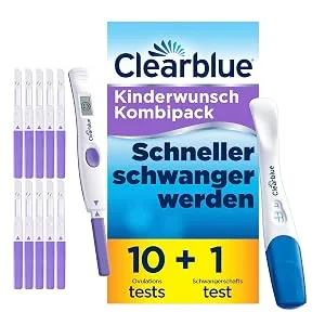 Clearblue children's desire combination pack progressive & digital 10 ovulation tests + 1 digital test holder + 1 pregnancy test Fast detection fruitfulness test for women / ovulation 1 visual + 10 ovulation tests - product information 2