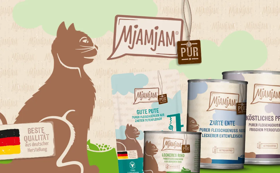 Mjamjam - Premium wet food for cats - trial package 6 -pack (6 x 800 g) grain free with extra meat single mixing package 800 g (6 Pack) - product information 2
