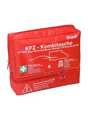 Kalff car combination bag TRIO Compact first aid kit car + safety vest + warning triangle NANO with first aid brochure - Kombitasche