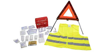 Kalff car combination bag TRIO Compact first aid kit car + safety vest + warning triangle NANO with first aid brochure - Tasche mit Inhalt