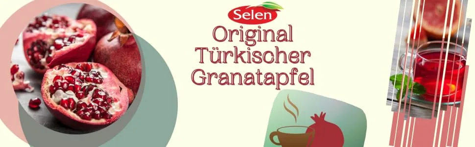 Selen Original Turkish Pomegranate Fruit Tea 20 Tea Bags Pomegranate 20 Pieces (1 Pack) - Granatapfel, eine Tasse rot gefärbter Tee