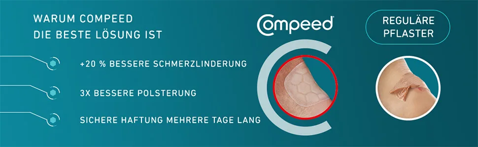 Compeed bladder plaster Extreme-hydrocolloid patch for extra strong protection for blisters on the heels 6 pieces (1-pack) 6.8 cm x 4.2 cm 6 pieces (1 Pack) - drittes