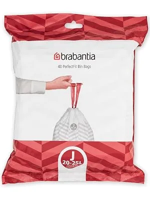 Brabantia dispensPack PerfectFit garbage bags Code J White - 20-25 L 40 pieces White - Code J 40 pieces (1 pack) - PerfectFit Bags, Code J, 20-25L, 40 Bags - White - Dispenser pack Brabantia_300dpi_5000x7000px