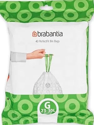 Brabantia Garbage Bag DispensPack 23-30 litres White 40 pieces 1 piece (1 pack) 40 bags - Brabantia bin liner dispenser pack, Code G, Size G 23-30L