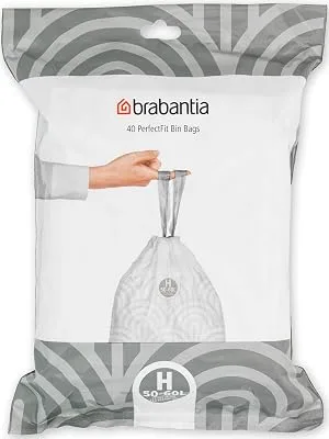 Brabantia 138744 Garbage bags white 40 white - Code H 40 pieces (1 pack) - PerfectFit Bags, Code H, 50-60L, 40 Bags - White - Dispenser pack Brabantia_300dpi_5000x7000px