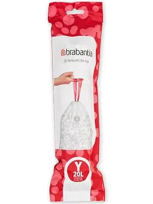 Brabantia garbage bag Perfectfit Multipack Code Y / 20L extra strong garbage bags with a train tape 6 rolls (120 garbage bags) White - Code Y 20 pieces (6 Pack) - PerfectFit Bags, Code Y, 20L, 20 Bags - White - 8710755116742 Brabantia_300dpi_5000x7000px