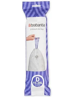 Brabantia garbage bag Perfectfit Multipack (Code D - 15L / 20L) Extra strong garbage bags with a train tape 6 rolls (120 garbage bags) White - code D 20 pieces (6 -pack) - PerfectFit Bags, Code D, 15-20L, 20 Bags - White - 8710755246760 Brabantia_300dpi_5000x7000px