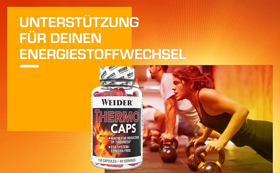 WEIDER Thermo Caps Energy Capsules with Carnitine Green Tea Guarana & Cayenne Pepper 120 Capsules - Thermo Caps
