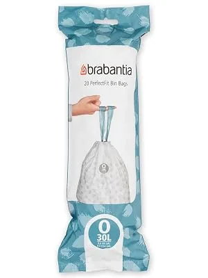 Brabantia 138485 Garbage bags white 120 white - Code O 20 pieces (pack of 6) - PerfectFit Bags, Code O, 30L, 20 Bags - White - 8710755300349 Brabantia_300dpi_5000x7000px