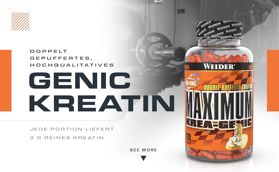 Weider KRea-genic creatine powder high double buffered creatine monohydrate to increase performance in training muscle building matrix with taurine & beta-alanine 554g 554 g (1 Pack) - Kreagenic creatine pure creatine monohydrate