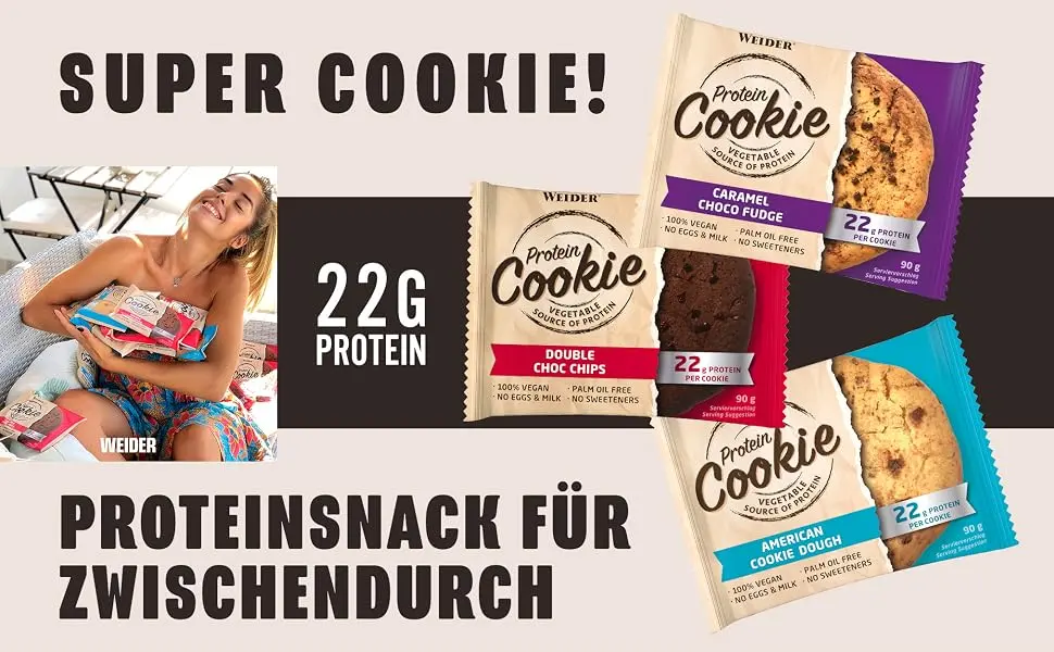 Weider Protein Cookie Caramel Chocolate Fudge 12 x 90 g vegan Caramel Choco Fudge 90 g (12Pack) - Protein Cookie