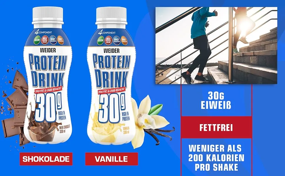 Weider Protein Low Carb Shake Ready to Drink 30 g vanilla protein from whey + casein pack of 6 (6x330 ml) 4044782943342 - Weider
