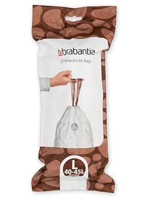 Brabantia Garbage Bags White 120 Bags White - Code L 20 pieces (pack of 6) - PerfectFit Bags, Code L, 40-45L, 20 Bags - White - 8710755138607 Brabantia_300dpi_5000x7000px