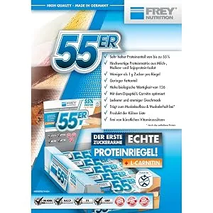 Frey Nutrition 55er Protein Bar 20 x 50 g Mix Box 1 Pack (1 x 1 kg) Mixed - FREY Nutrition 55er Riegel