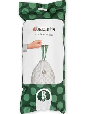 Brabantia garbage bag Perfectfit Multipack (code R / 36L) Extra strong garbage bags with a train tape 6 rolls (120 garbage bags) White - Code R 20 pieces (6 Pack) - PerfectFit Bags, Code R, 36L, 20 Bags - White - 8710755138508 Brabantia_300dpi_5000x7000px