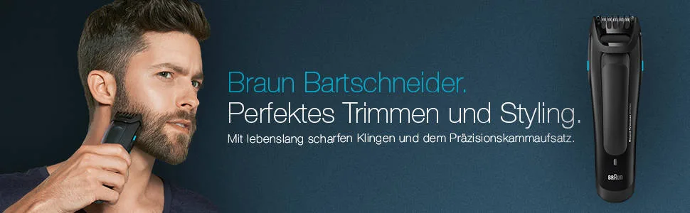 Braun beard trimmer/beard trimmer BT5050 with 25 length settings including precision trimmer charger and case black - Braun BT5050