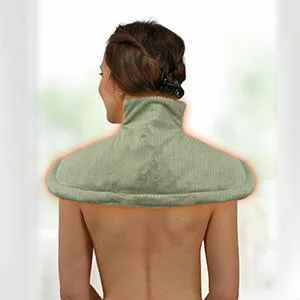 Hydas neck and shoulder heating pillows electrical safe and targeted warmth for neck back shoulders particularly soft fabric including overheating protection (100 W 220-240V) green standard |Pack - product information 2