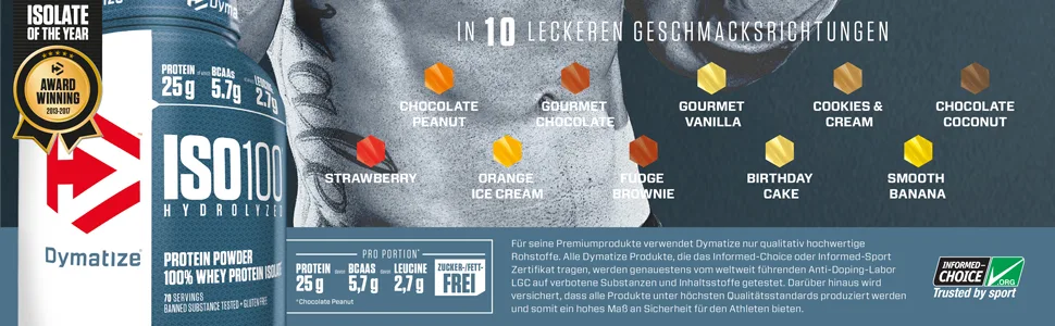 Dymatize ISO 100 Cookies&Cream 900g - Whey Protein Hydrolysate + Isolate Powder - Dymatize, ISO100, Protein, Protein Pulver