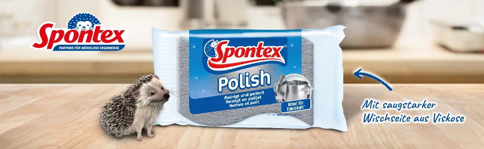 Spontex Polish stainless steel cleaner - scouring pad ideal for stainless steel pots 1 piece (1 pack) Polish - Header