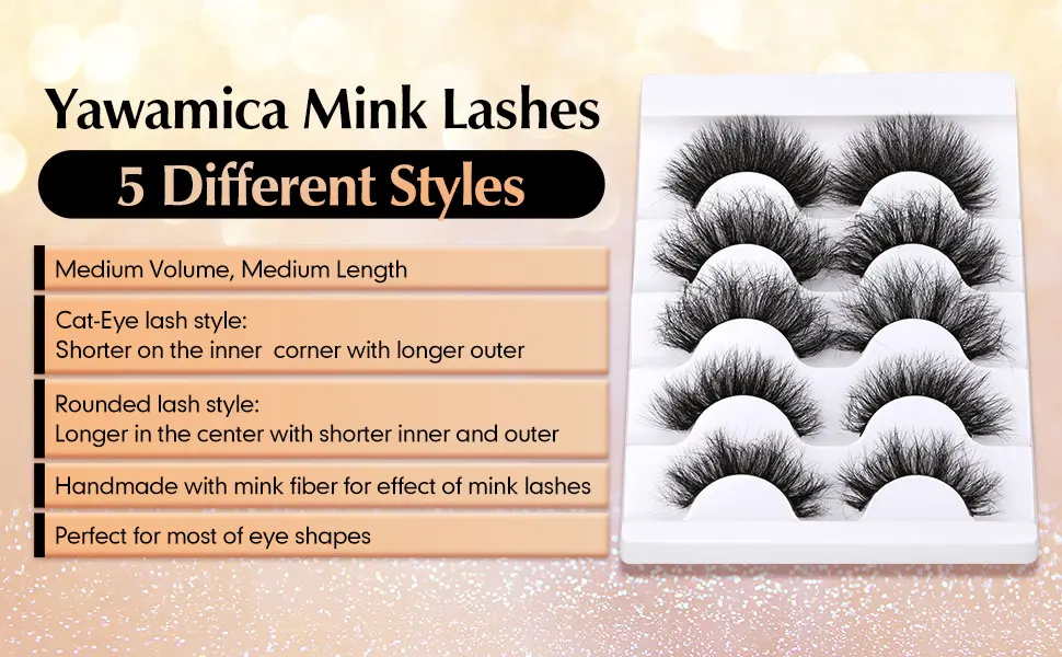 Eyelashes 8D Mink Lashes Pack Natural Look Fluffy False Siberian Mink Eyelashes Dramatic Thick Wispy Eye Lashes 5 Pairs 5 Styles Fluffy Mink - mink lashes fluffy-2