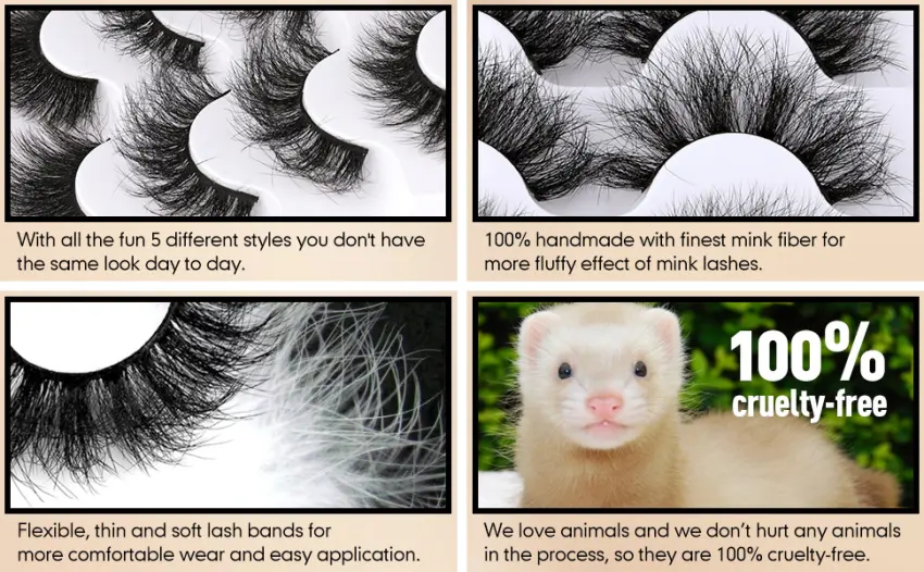 Eyelashes 8D Mink Lashes Pack Natural Look Fluffy False Siberian Mink Eyelashes Dramatic Thick Wispy Eye Lashes 5 Pairs 5 Styles Fluffy Mink - mink lashes fluffy-3