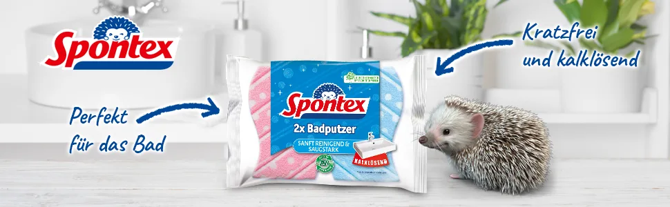 Spontex bathroom cleaning bathroom sponges suitable for all surfaces in the bathroom extra handy shape color not freely selectable 1 x 2 pieces Lot de 2 de 2 pi ces bathroom cleaner 2 Pack - Header