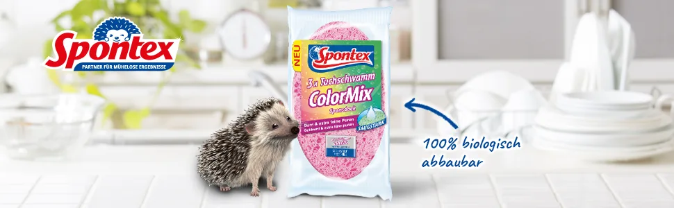 Spontex cloth sponge ColorMix - Extra absorbent & tear-resistant -3 pieces (1 pack) 3 pieces (1 pack) ColorMix 3 pack - Header