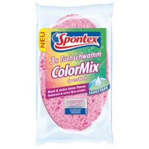 Spontex cloth sponge ColorMix - Extra absorbent & tear-resistant -3 pieces (1 pack) 3 pieces (1 pack) ColorMix 3 pack - Packshot