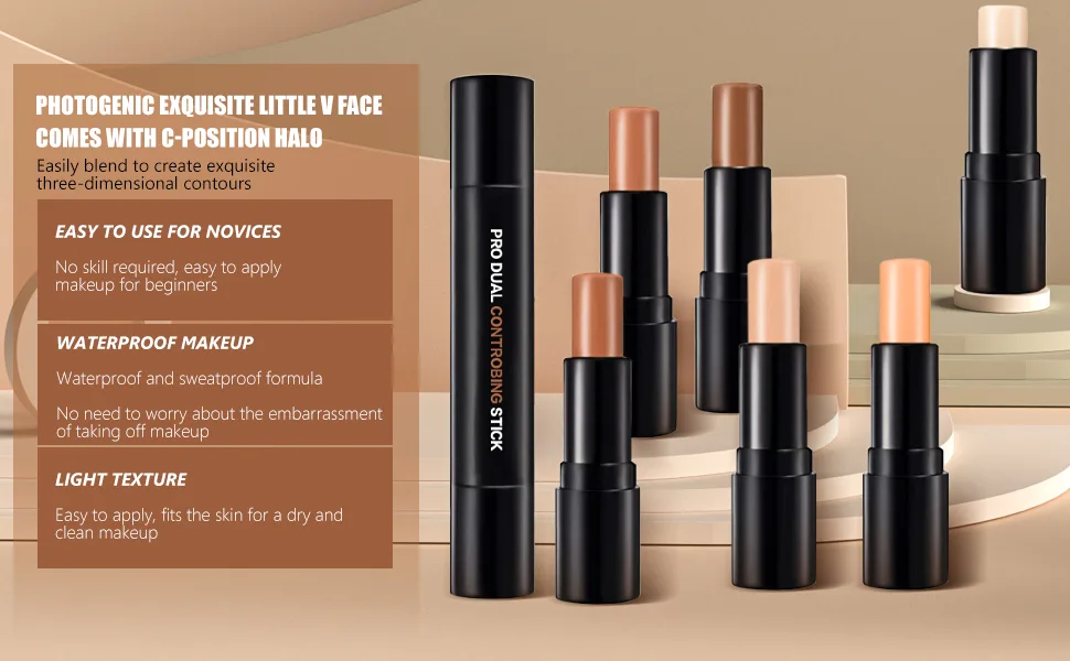 Cream Bronzer Contour Stick, Concealer Stick,Highlighter Makeup Stick, Highlight make up,cream contour palette,Waterproof Professional Highlighter Contour Face Makeup (1) #01 - Contouring Sticks