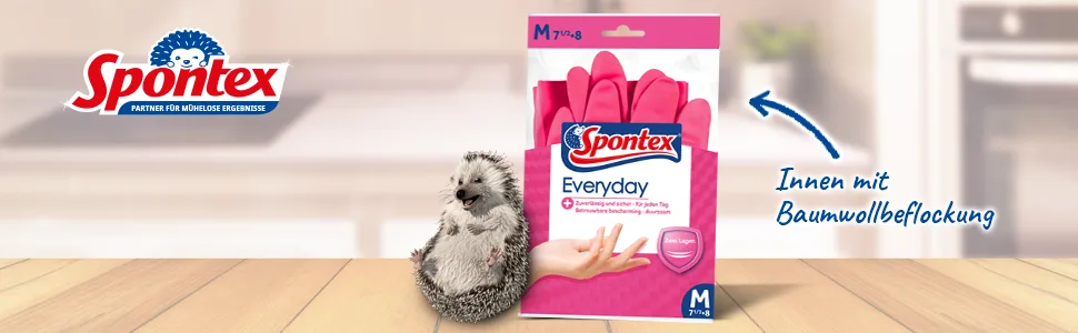 Spontex Everyday household gloves with cotton flocking pink size L 1 pair L Everyday - Everyday