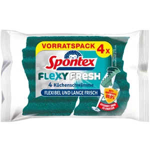 Spontex Flexy Fresh X4 the efficient cleaning sponge with antibacterial protection flexible long fresh scratch -free 1 x 4 pieces (pack with 2) 1 x 4 pieces (pack with 2) Flexy Fresh 4 Pack - Flexy