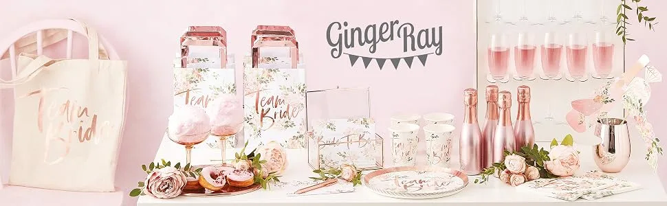 Ginger Ray 5 Pack Pink and Rose Gold Hen Party Headbands with Floral Print - product information 1