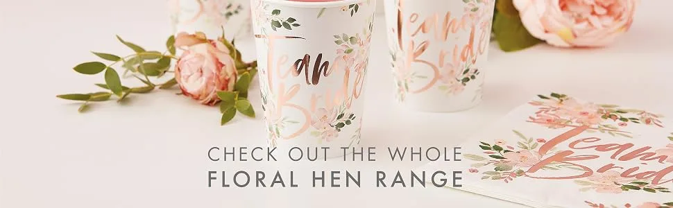 Ginger Ray 5 Pack Pink and Rose Gold Hen Party Headbands with Floral Print - product information 3