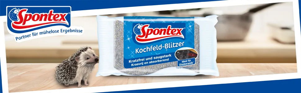 Spontex hob glitter cleaning sponge for glass ceramics and sensitive surfaces ideal for hobs scratch -free and suction -free 1 piece (1 -pack) 1 piece (1 -pack) hob - Banner