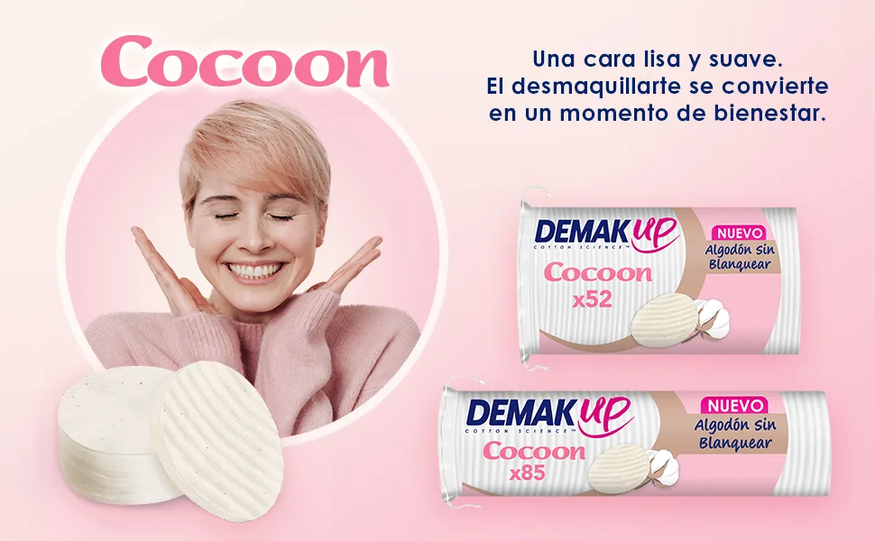 Demak 'Up Cocoon Set 85 cotton pads for removing make-up cotton discs disc 85 cotton pads 85 pieces (1 pack) - Eine glatte und glatte Seite. Das Abschminken wird zum Wohlfühlmoment