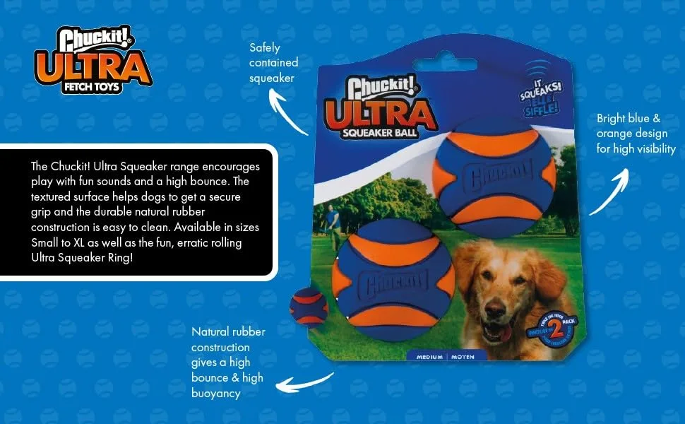 Chuckit! CH52070 Ultra Squeaker Ball Small 1-pack multi-coloured S - Chukit Quietscher Hundespielzeug Hundespielzeug Ball Bälle für Hunde Quietschspielzeug