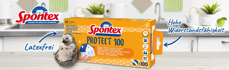Spontex Protect Tinge gloves made of vinyl unpowdered and latex -free versatile in a practical donor box size M 100 pack - Protect 100