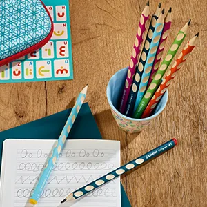 Ergonomic triangular pencil for left-handers - STABILO EASYgraph in petrol - pack of 6 - hardness HB graphite grey hardness HB - STABILO, EASYgraph, Bleistift, Griffmulden