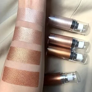 Go Ho Face Body Illuminator,Liquid Highlighter Makeup Moisturizing Face Luminizer,Waterproof Smooth Liquid Spray Shine Shimmer Glow Foundation - Bronzer Body & Face(#3 Bronze Gold) - Face Body Highlighter Makeup Luminizer
