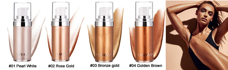 Go Ho Face Body Illuminator,Liquid Highlighter Makeup Moisturizing Face Luminizer,Waterproof Smooth Liquid Spray Shine Shimmer Glow Foundation - Bronzer Body & Face(#3 Bronze Gold) - Face Body Highlighter Makeup Luminizer