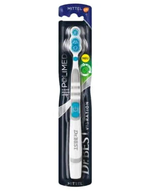 Dr.Best Vibration Polimed Toothbrush Medium for 9x better cleaning performance at the gum line 1 piece (1 pack) ALT - dr.best