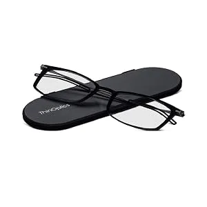 thinoptics upb2 0isr reading glasses with protective case universal black strength 2.00 frame color black - ThinOptics Lesebrille Brooklyn Lesebrille Dünne Lesebrille Faltbare Lesebrille
