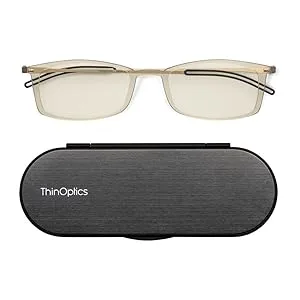 thinoptics upb2 0isr reading glasses with protective case universal black strength 2.00 frame color black - ThinOptics Lesebrille Computer Lesebrille Computerbrille Dünne Lesebrille