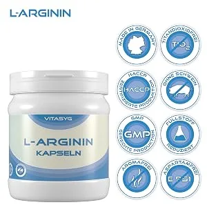 Vitasyg L-Arginine capsules - 450 capsules with 500mg L-Arginine high dose 450 pieces (1 pack) - product information 2