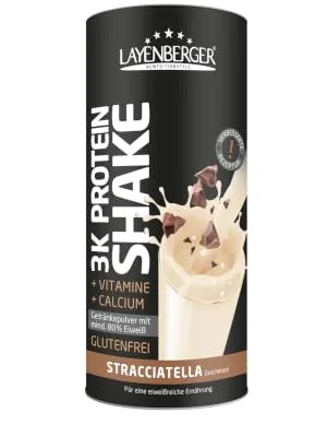 Layenberger 3K protein shake Stracciatella 80 % protein and only 4.0 % carbohydrates with only 2.1 g sugar (1 x 360 g) Stracciatella 2023 - Stracciatella