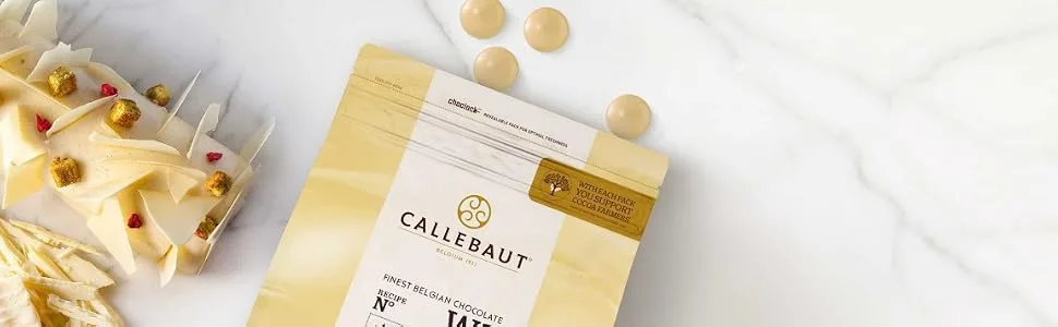CALLEBAUT Receipe No. W2 - Couverture Callets White Chocolate 28% Cocoa 1kg - 1 Pack Single - callebaut-w2