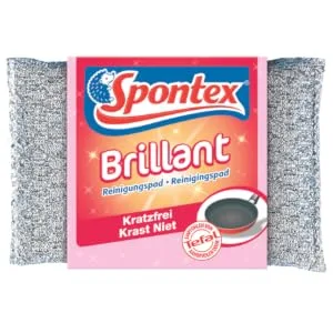 Spontex brilliant cleaning pad 12 pack for sensitive surfaces scratch -free and long -lasting silver and pink 12 brilliant cleaning pad 12 Pack - Packshot
